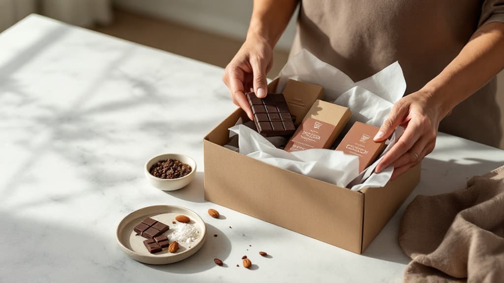 Assorted chocolate bars clearly labeled by cocoa percentage and inclusions